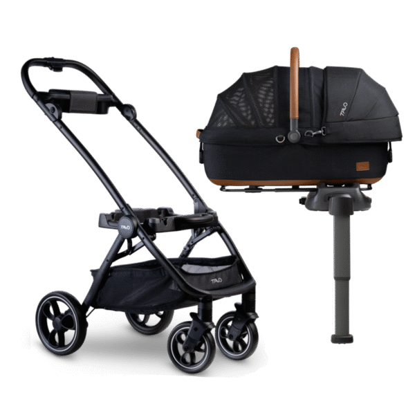 Tavo Zestaw Maeve™ Onyx + Roscoe™ Black transporter samochodowy i wózek dla psa i kota, rozmiar M